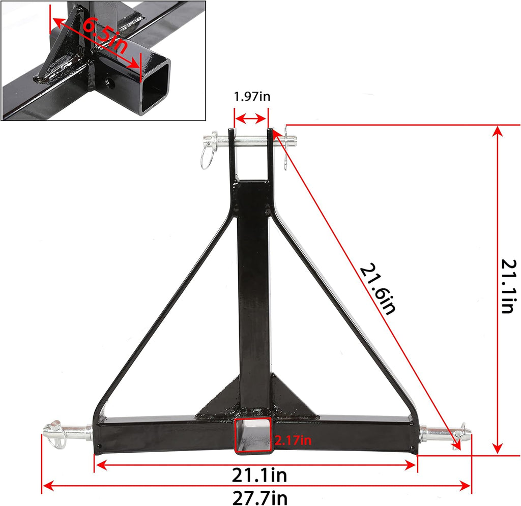 3 Point 2 Receiver Tractor Tow Hitch Drawbar Adapter Z168