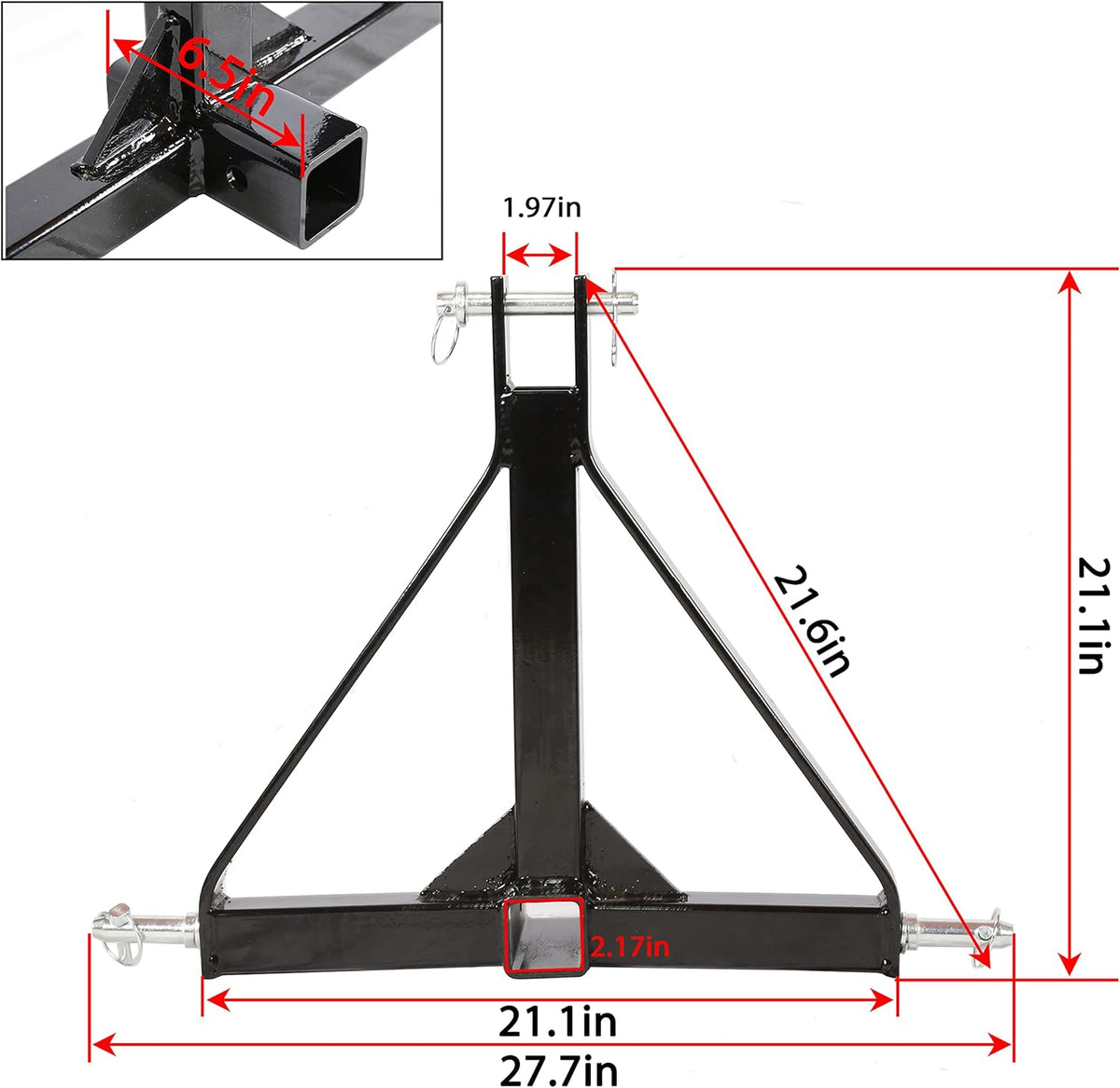 3 Point 2 Receiver Tractor Tow Hitch Drawbar Adapter Z168