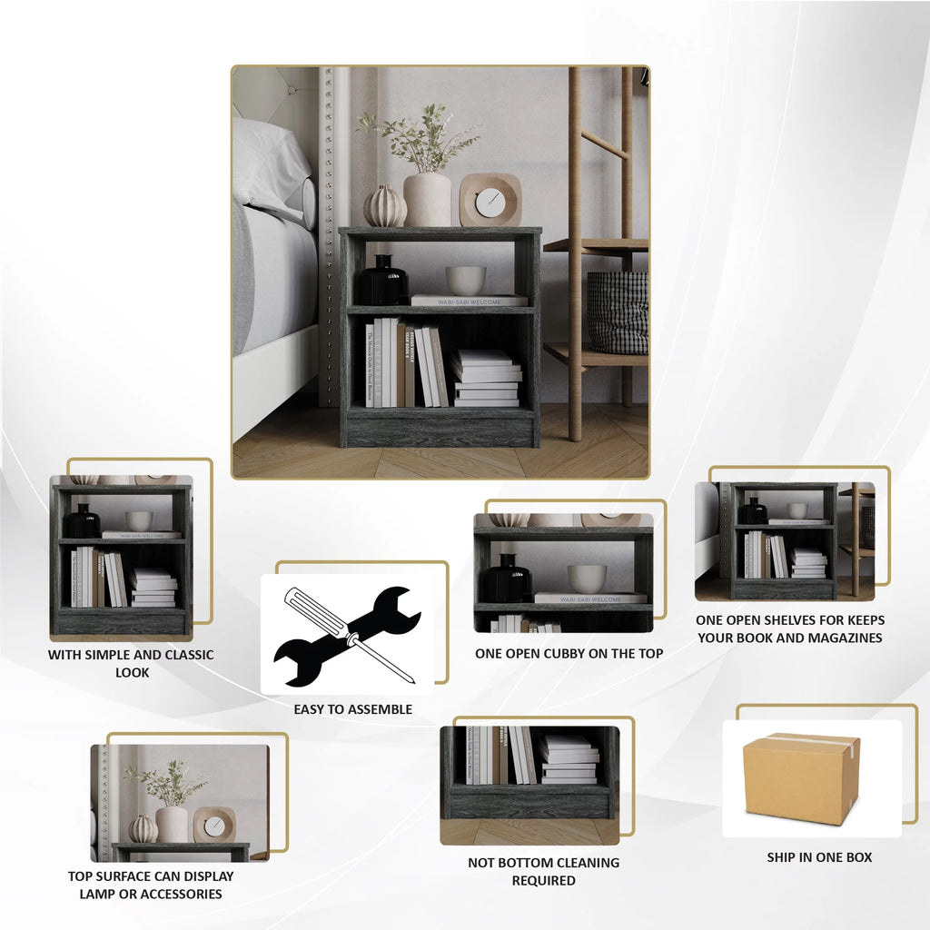 Minimalist Nightstand with Shelf F1480