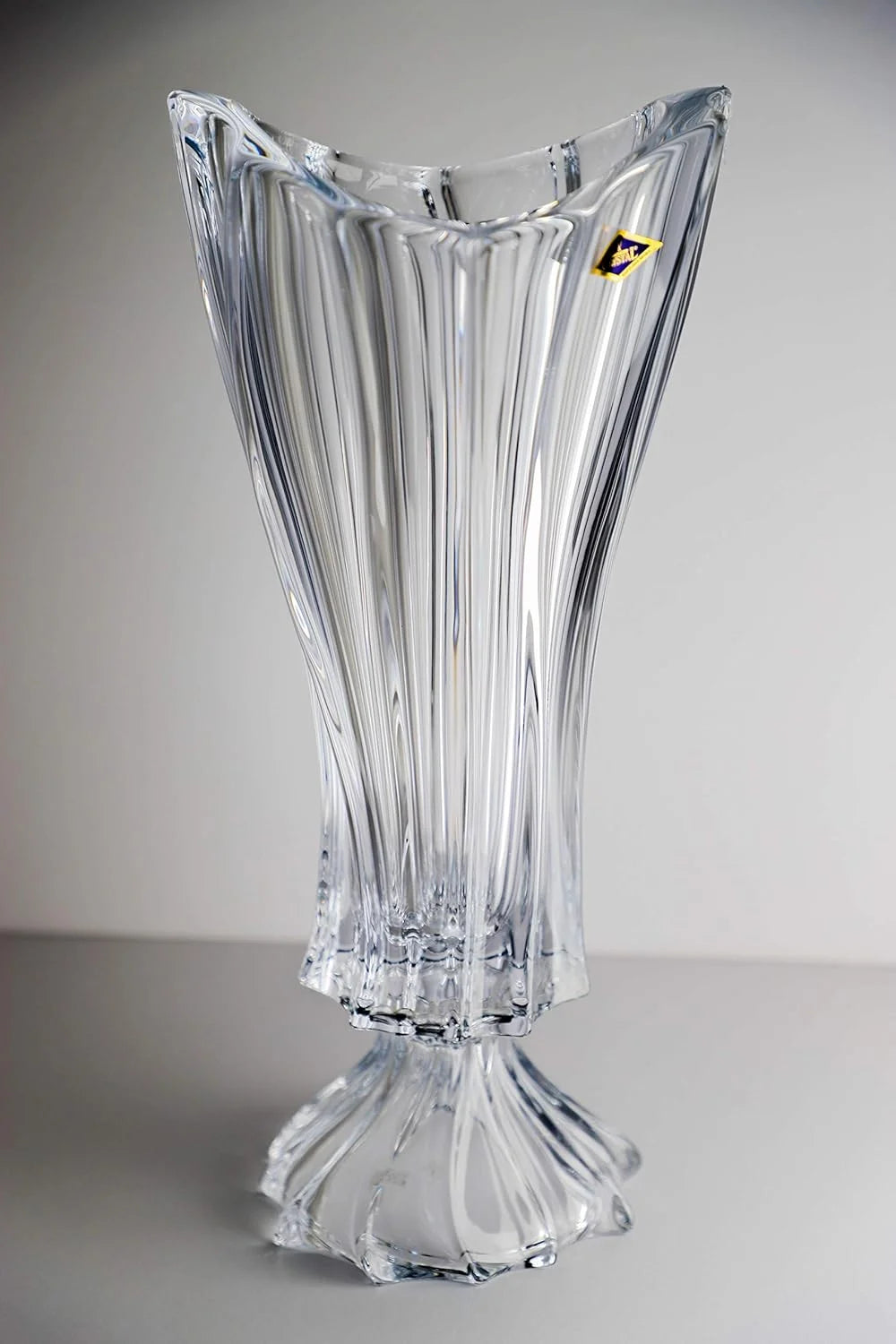 Clear Crystal Glass Footed Vase Y9832