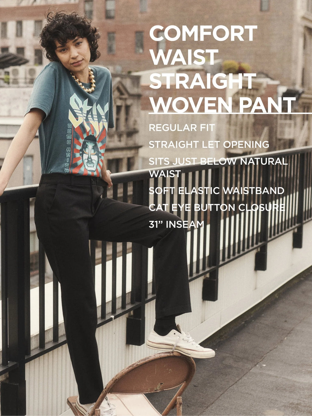 Women's Regular Fit Straight Woven Pant U406