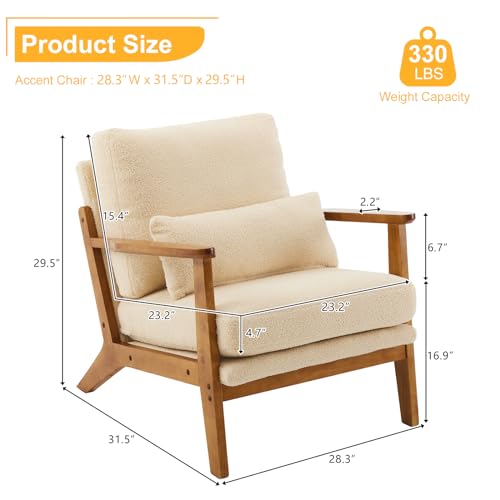 Brown Accent Chair with Lumbar Pillow T901988