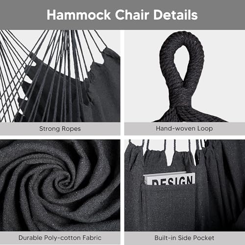 2-in-1 Hammock Chair with Stand, 475 lbs Capacity, Blue Stripe V4349