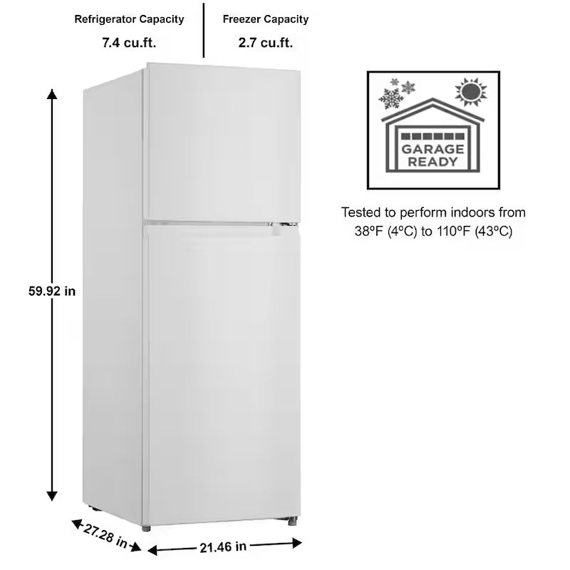 10.1 cu. ft. Top Freezer Refrigerator in White A591863