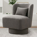 Swivel Barrel Boucle Accent Chair with Pillow T420246