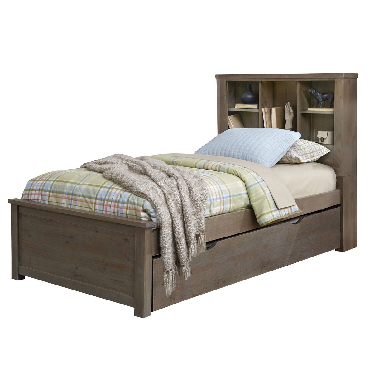 Twin Bookcase Bed with Trundle T4803