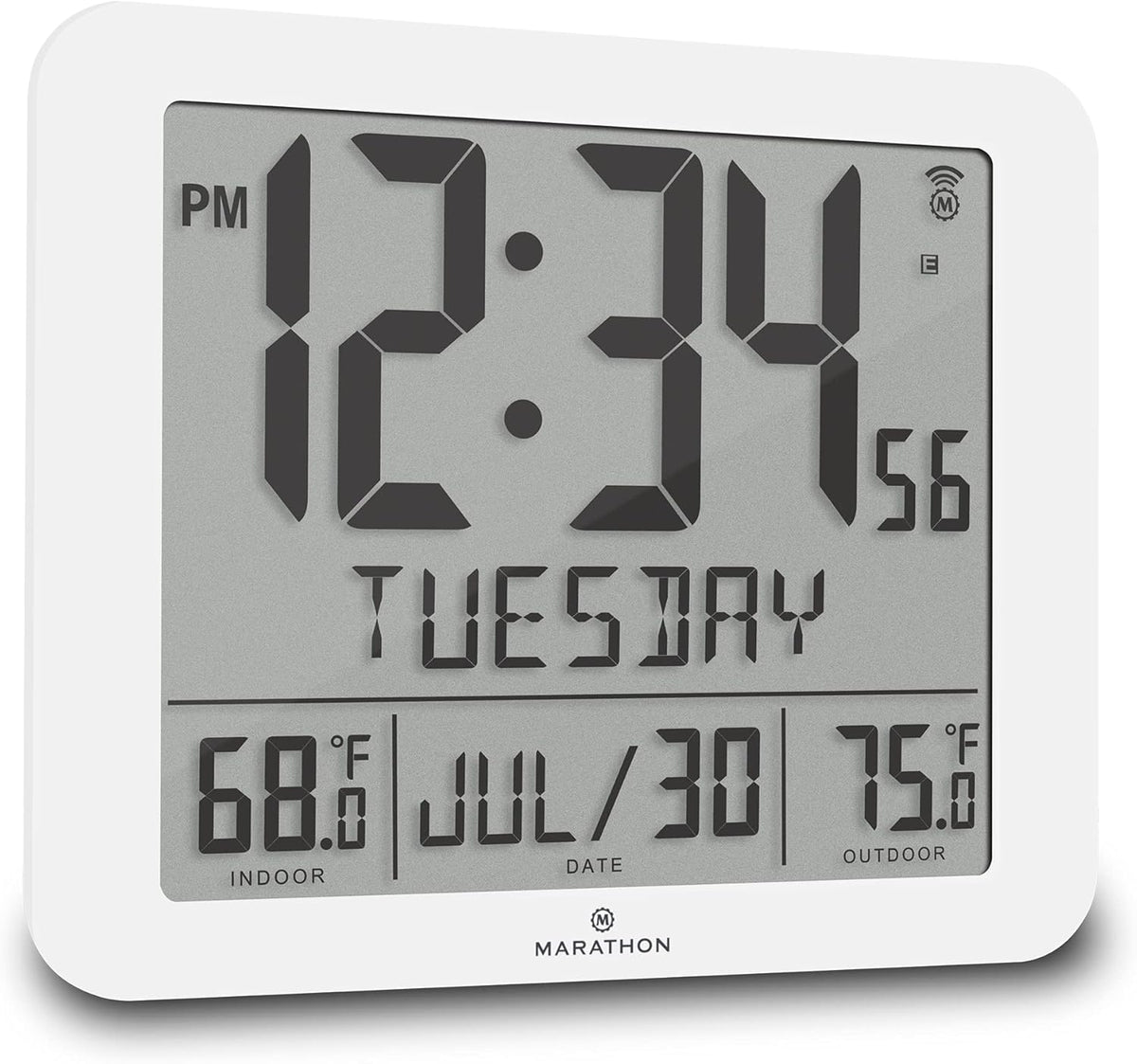Slim Atomic Wall Clock with Indoor/Outdoor Temperature L744470