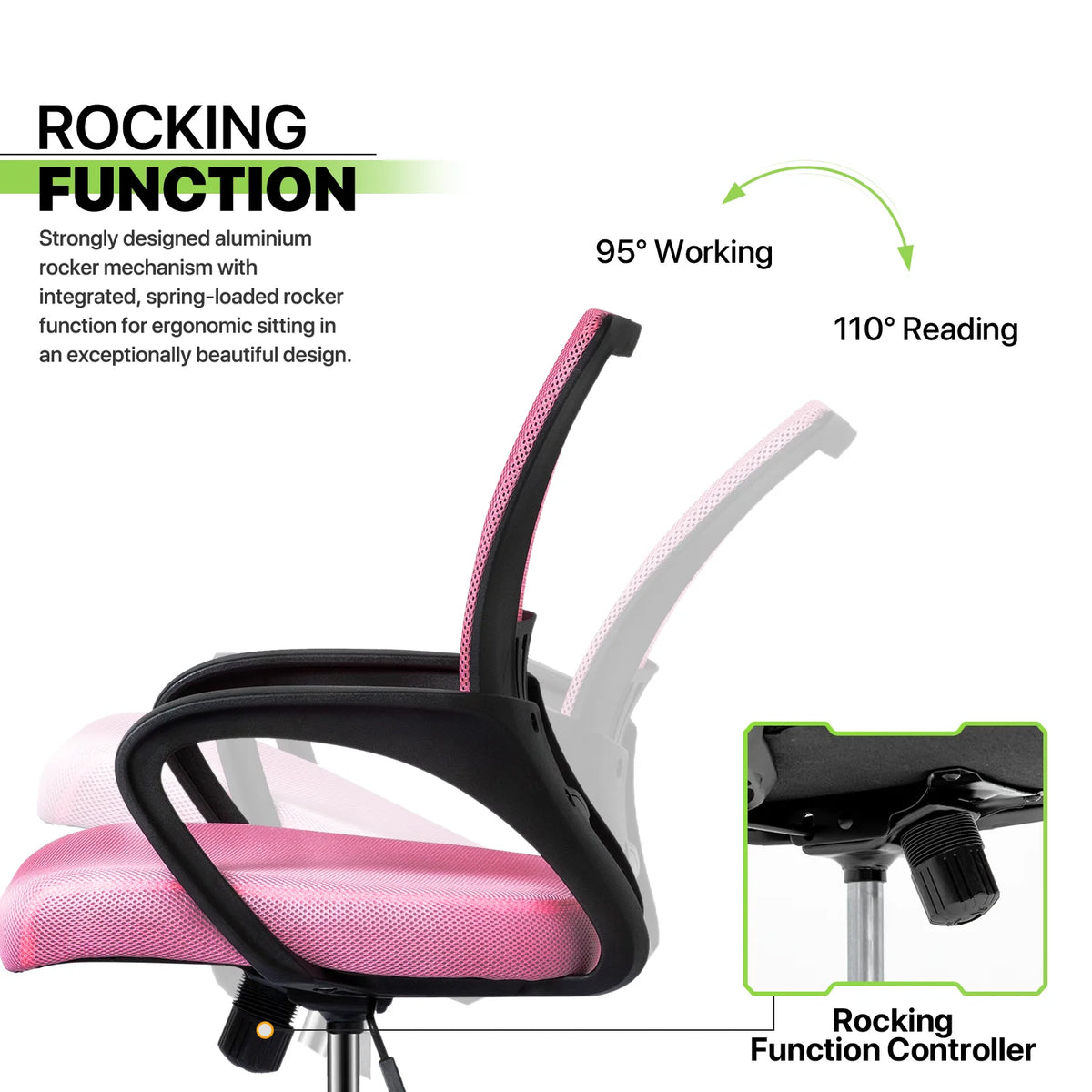 Pink Mesh Office Chair with Armrests Y5271