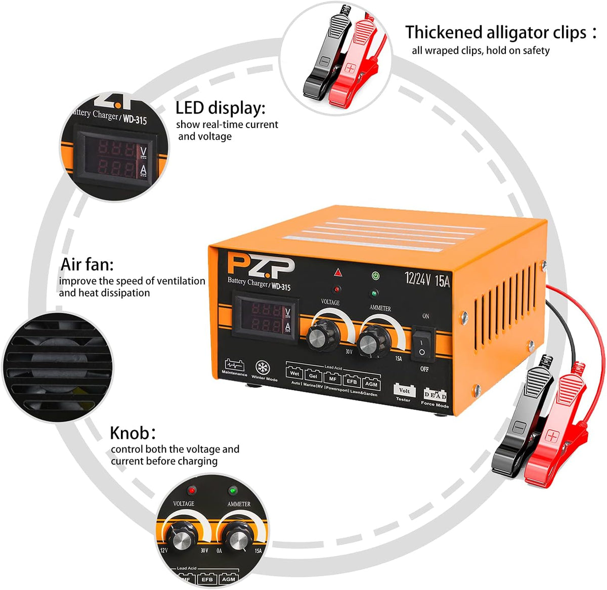 12 Volt 10A Automatic Battery Charger H779015