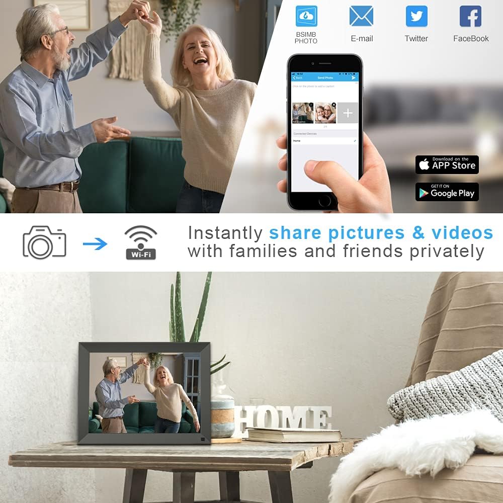 Digital Picture Frame IPS Display Wall-Mountable with Remote Control J992