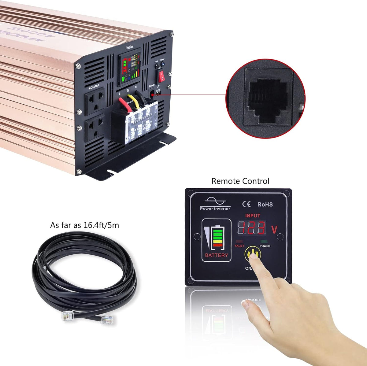 4000 Watts Pure Sine Wave Power Inverter with LCD Display and Remote Control R638937