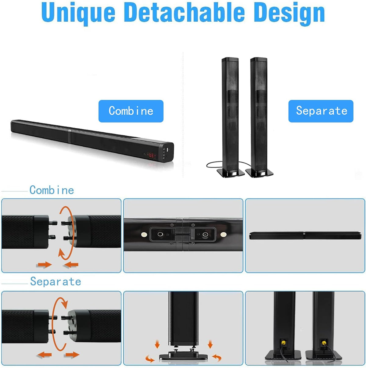 37-Inch Bluetooth Sound Bar with Surround Sound C927027