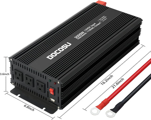 3000 Watt Power Inverter with 3 AC Outlets Modified Sine Wave M19084