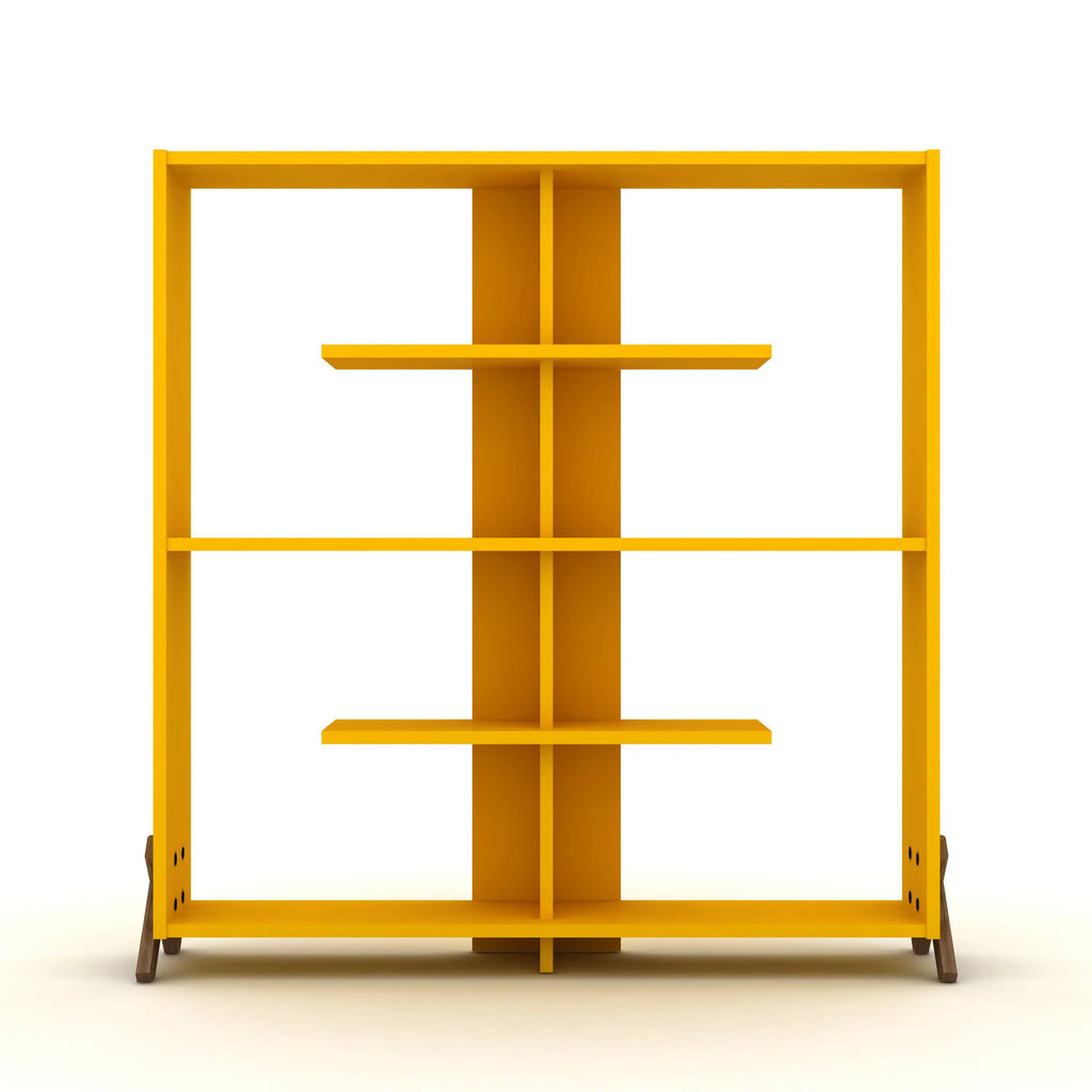 Walnut Yellow 6 Shelf Wood Bookcase Z993786
