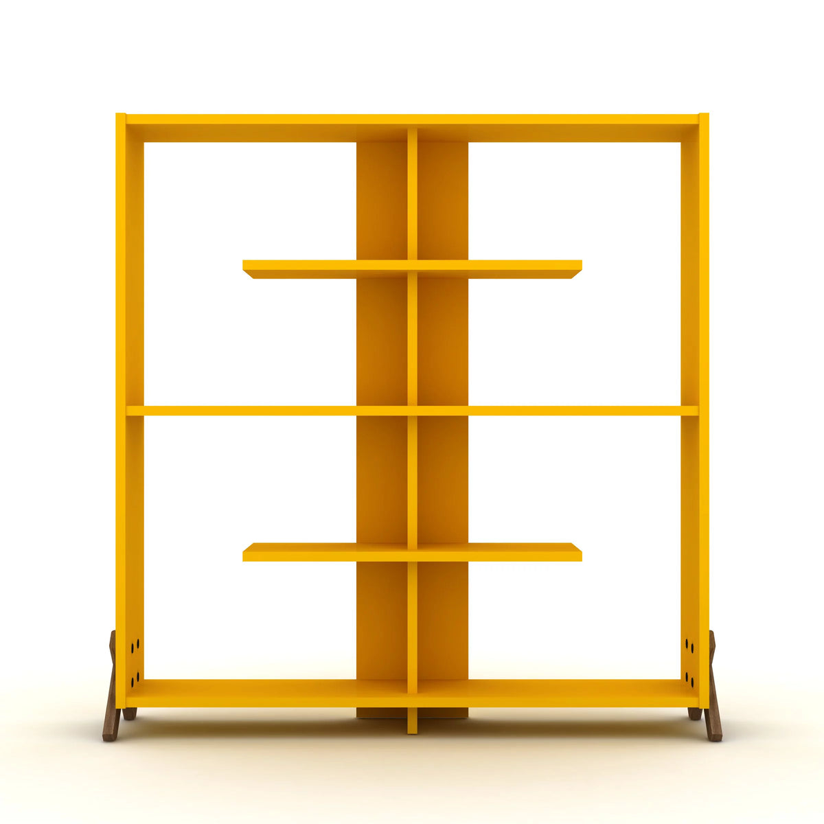 Walnut Yellow 6 Shelf Wood Bookcase Z993786