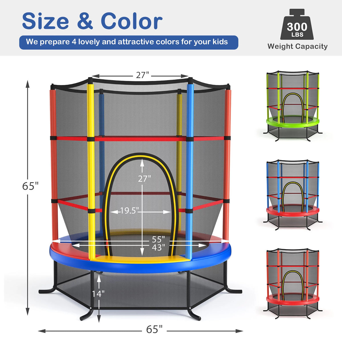 55'' Recreational Trampoline with Enclosure Net Y4505