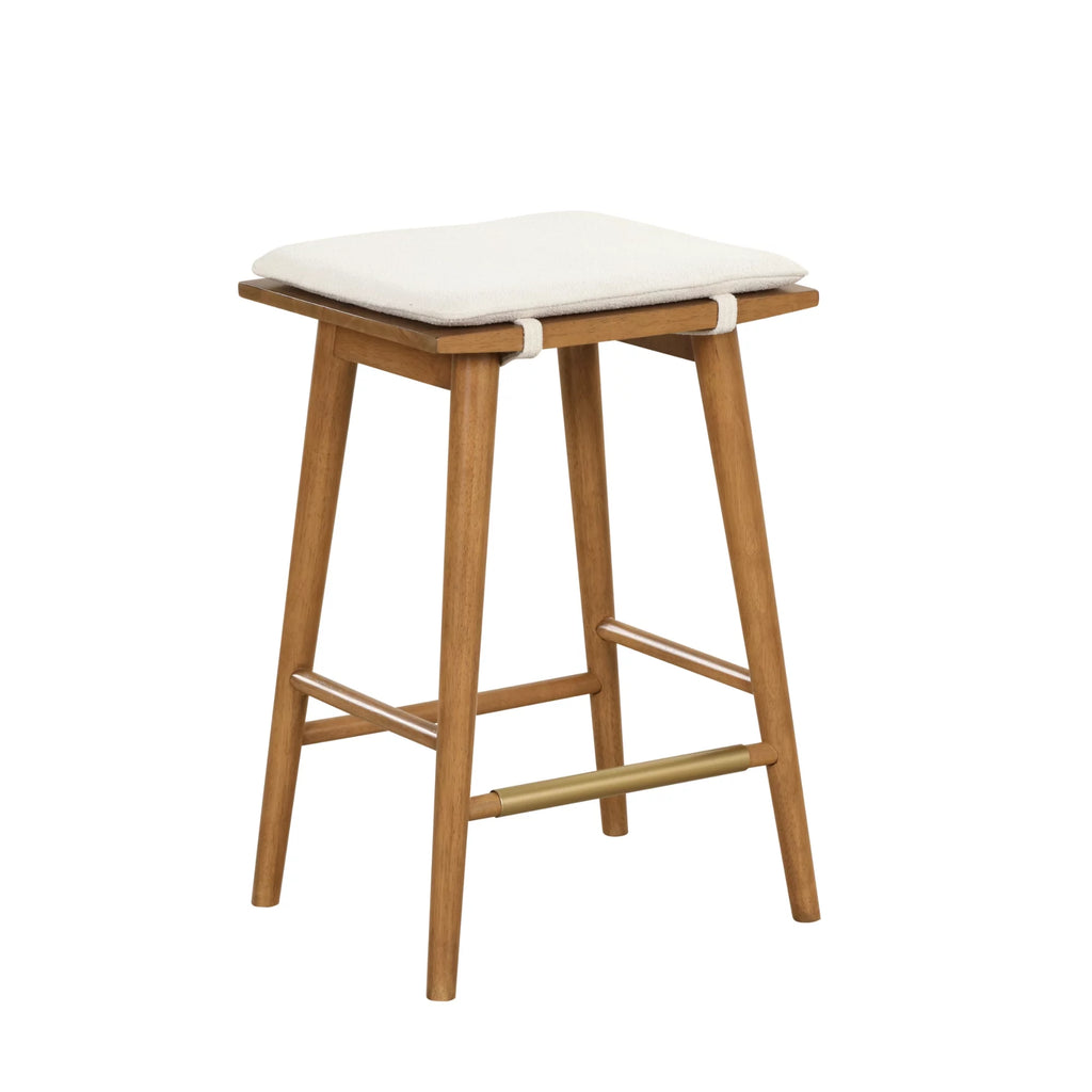 Counter Height Solid Wood Backless Barstool with Upholstered Cushion Z20848