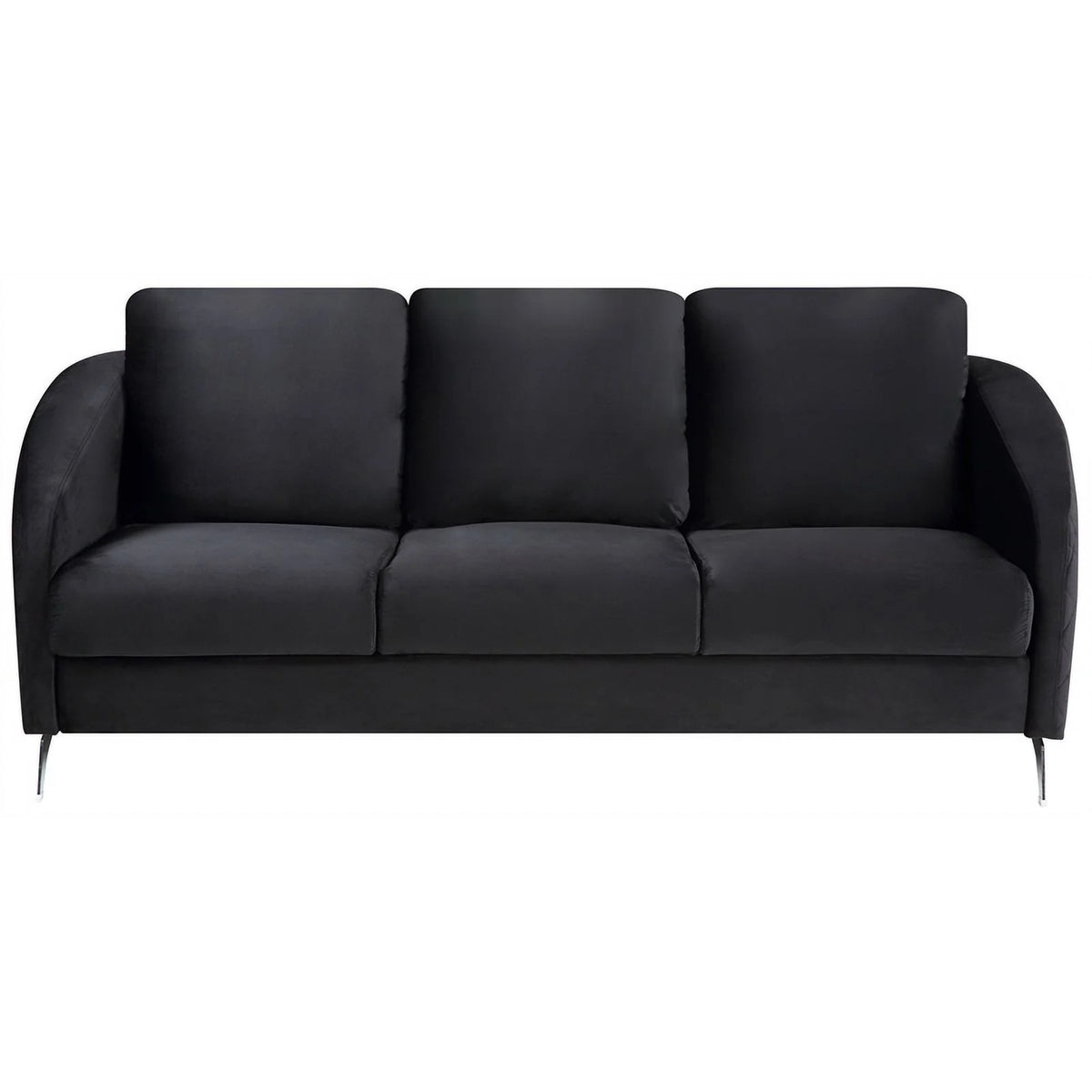 Black Velvet Sofa with Chrome Metal Legs M8070