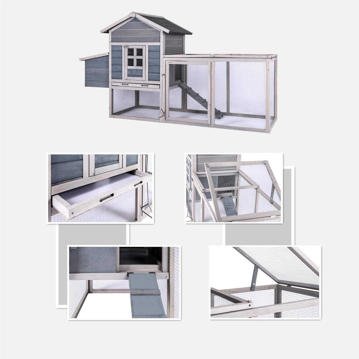 Wooden Chicken Coop with Ramps W93525
