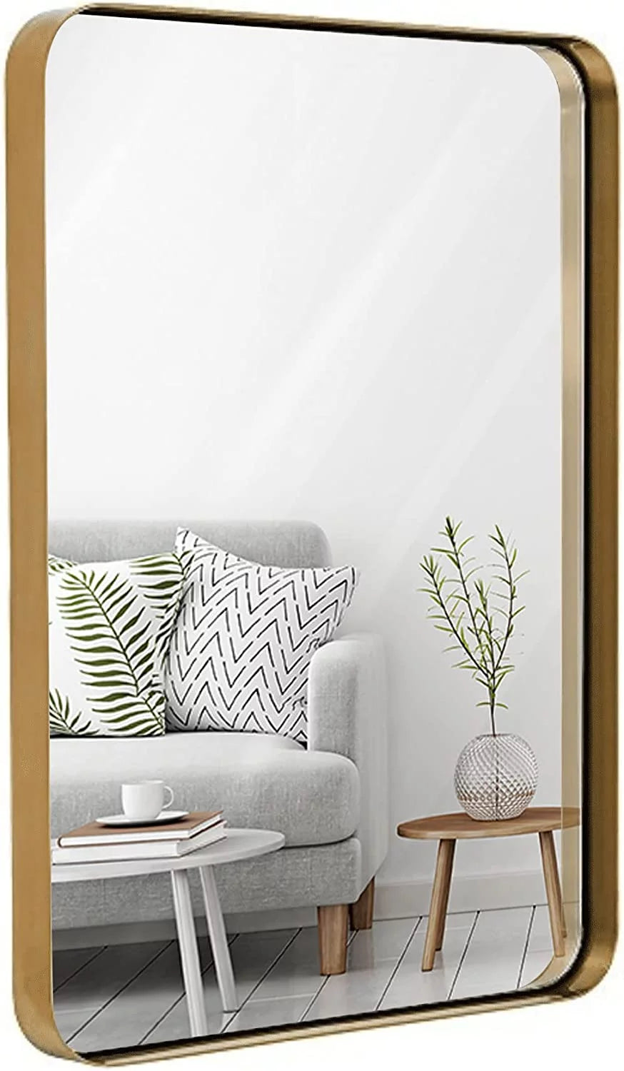 Gold Framed Rounded Corner Wall Mirror 24" x 36" G4114