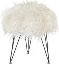 Faux Fur Ottoman Footrest with Metal Legs White X411