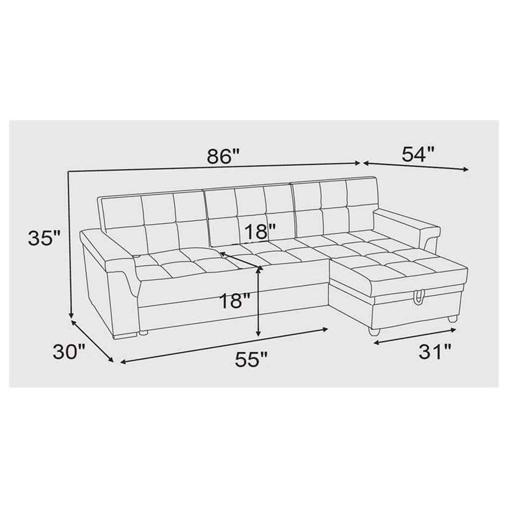 Dark Gray Linen Reversible Sleeper Sectional Sofa with Storage Chaise Q543327