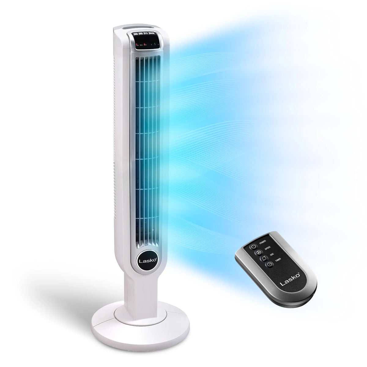 Black 3-Speed Oscillating Tower Fan with Timer and Remote V4577