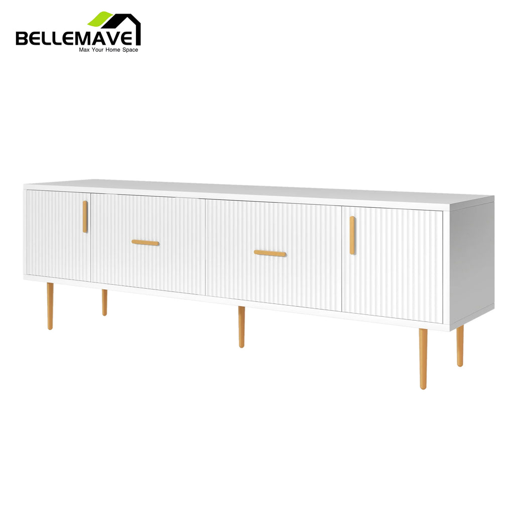 White Wood TV Stand with 2 Drawers and Cabinets W780