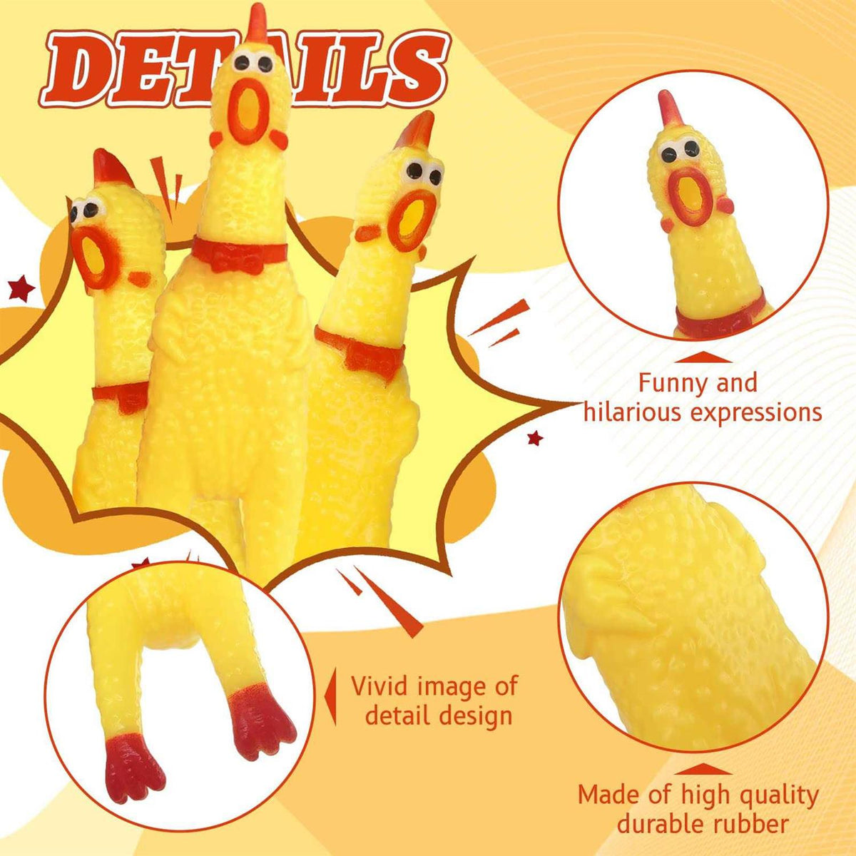Yellow Rubber Chicken 20 Pcs K5581