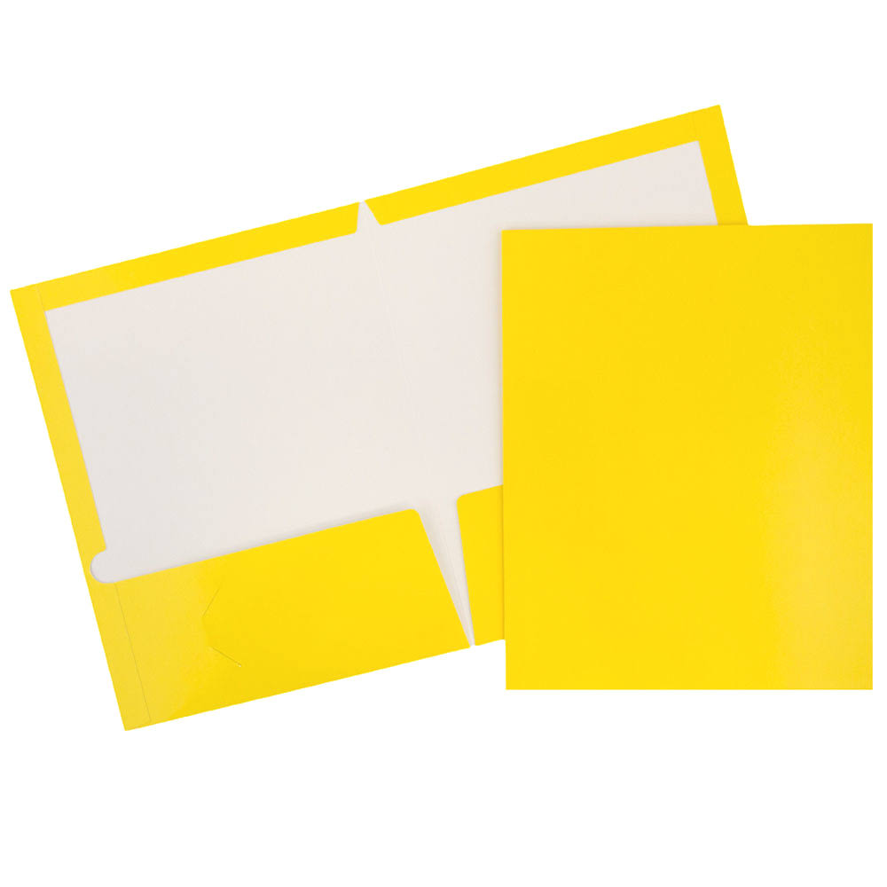 Yellow Laminated Two Pocket Glossy Folders 25/Pack J801