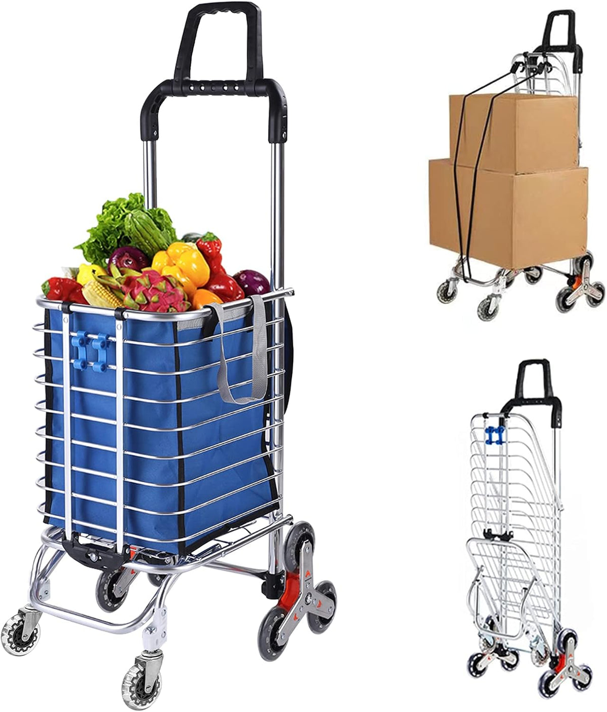 Folding Shopping Cart with Wheels and Removable Canvas Bag Z491420