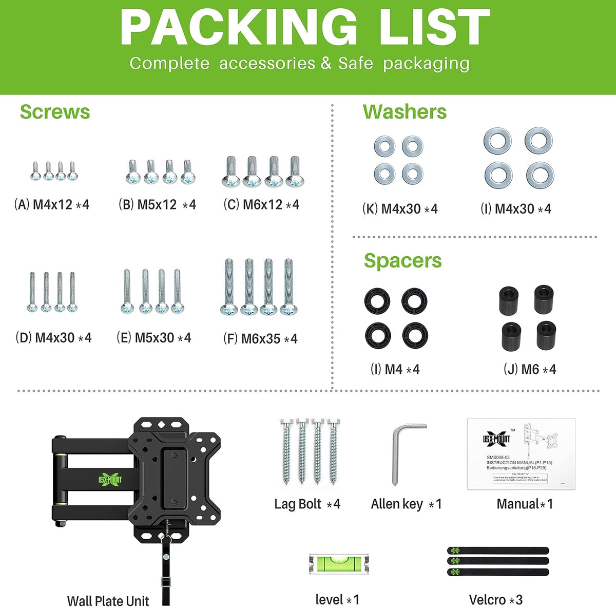 Lockable RV TV Mount for 10-26 Inch Flat Screens, Pack of 2 B77153