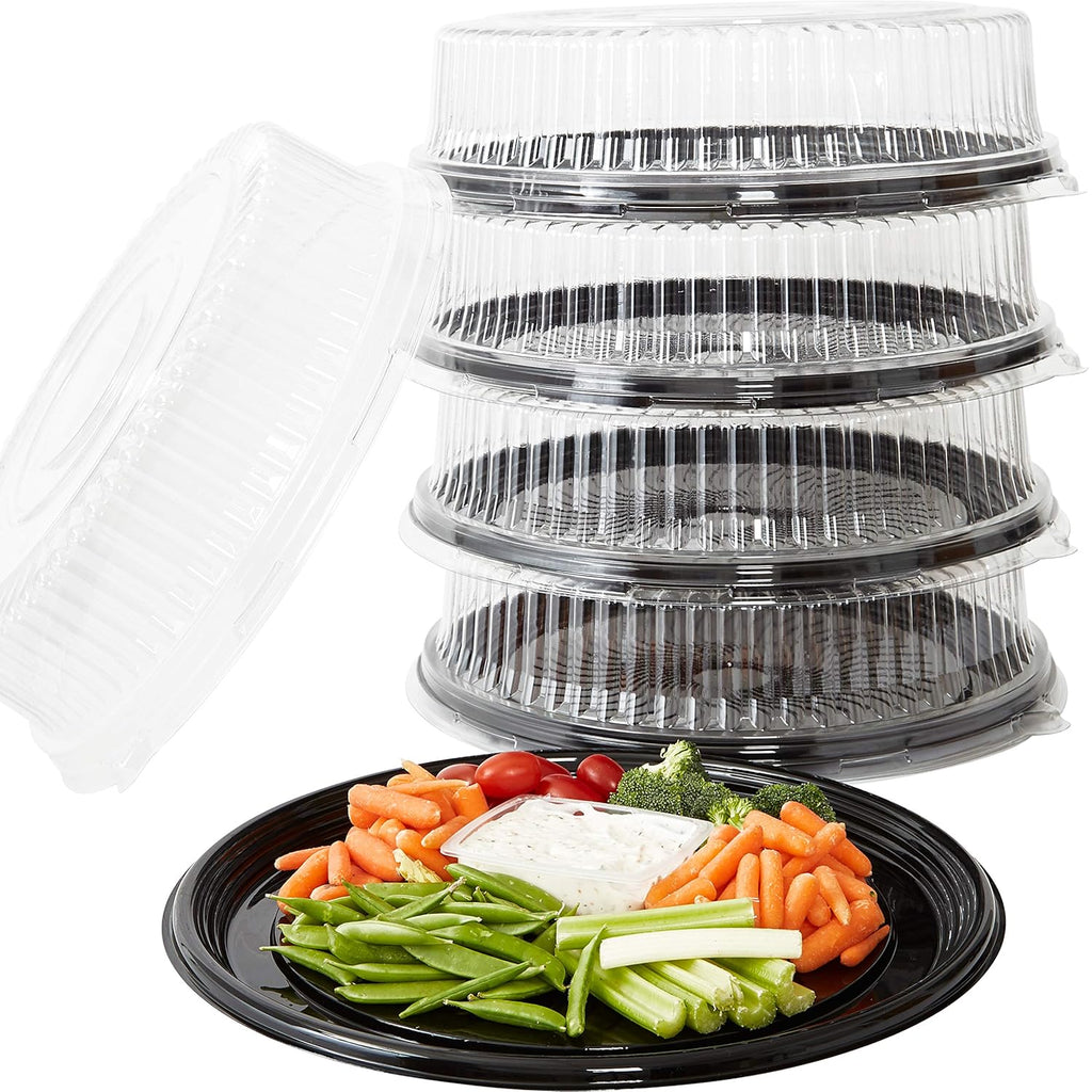 Black Plastic 16 in. Serving Tray and Lid 5pk A23046