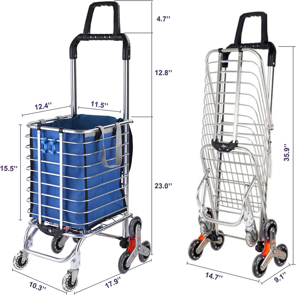 Folding Shopping Cart with Wheels and Removable Canvas Bag Z491420