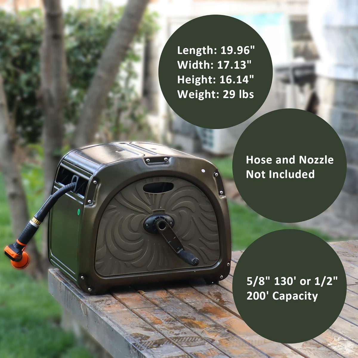Metal Hose Reel Box with Crank Handle, 150ft Capacity Z743