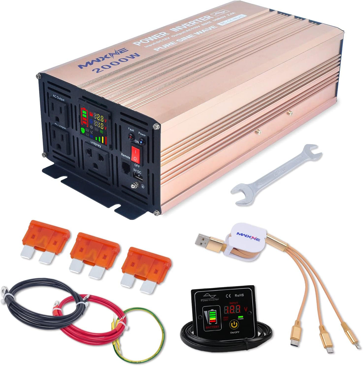 4000 Watts Pure Sine Wave Power Inverter with LCD Display and Remote Control R638937