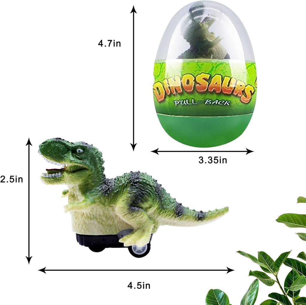 4 Pack Jumbo Prefilled Easter Eggs with Dinosaur Pull Back Cars H50062