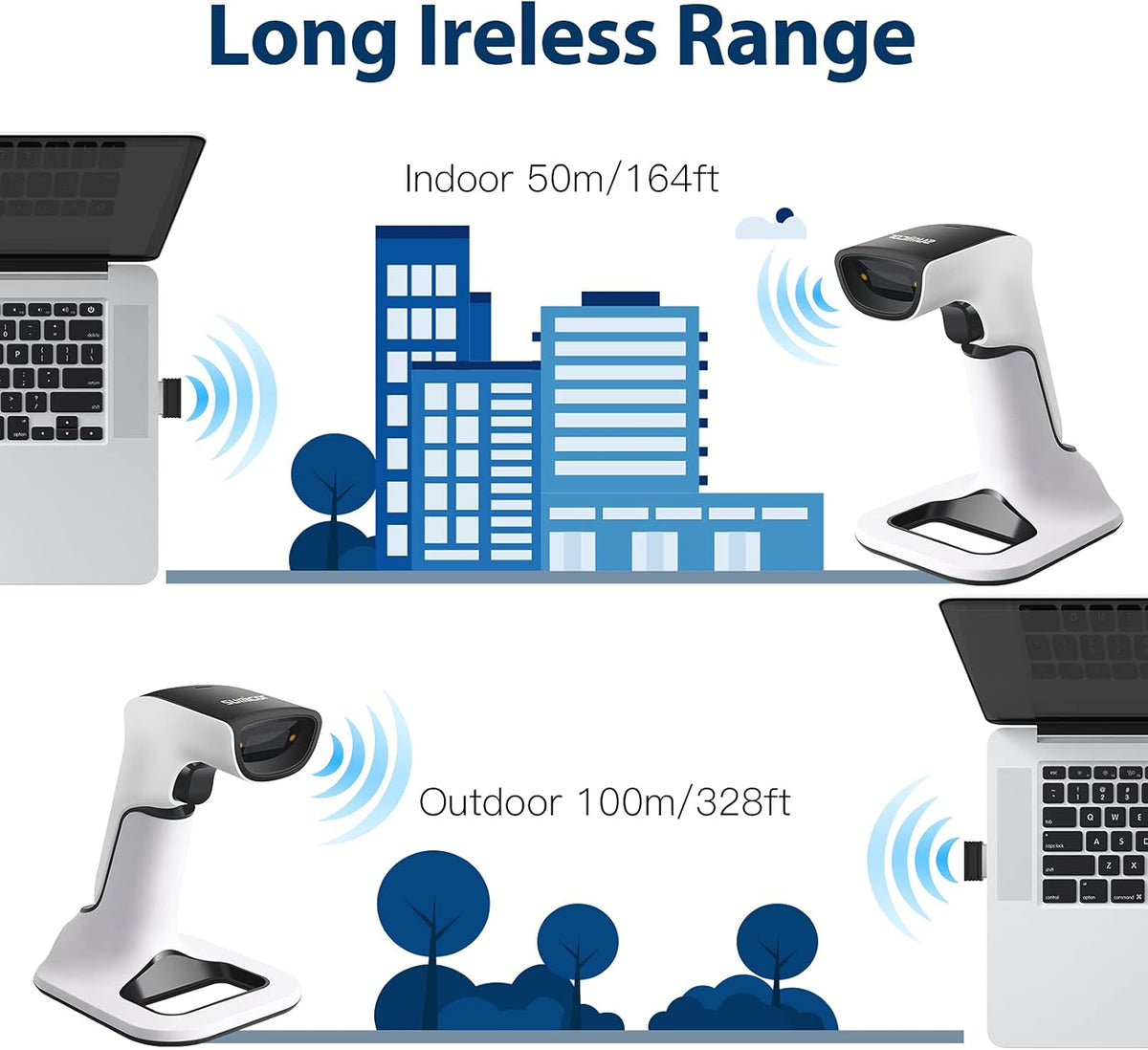 2D Bluetooth Barcode Scanner with Stand Pack of 2 I860614
