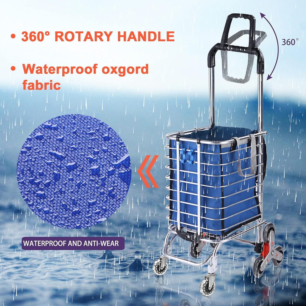 Folding Shopping Cart with Wheels and Removable Canvas Bag Z491420