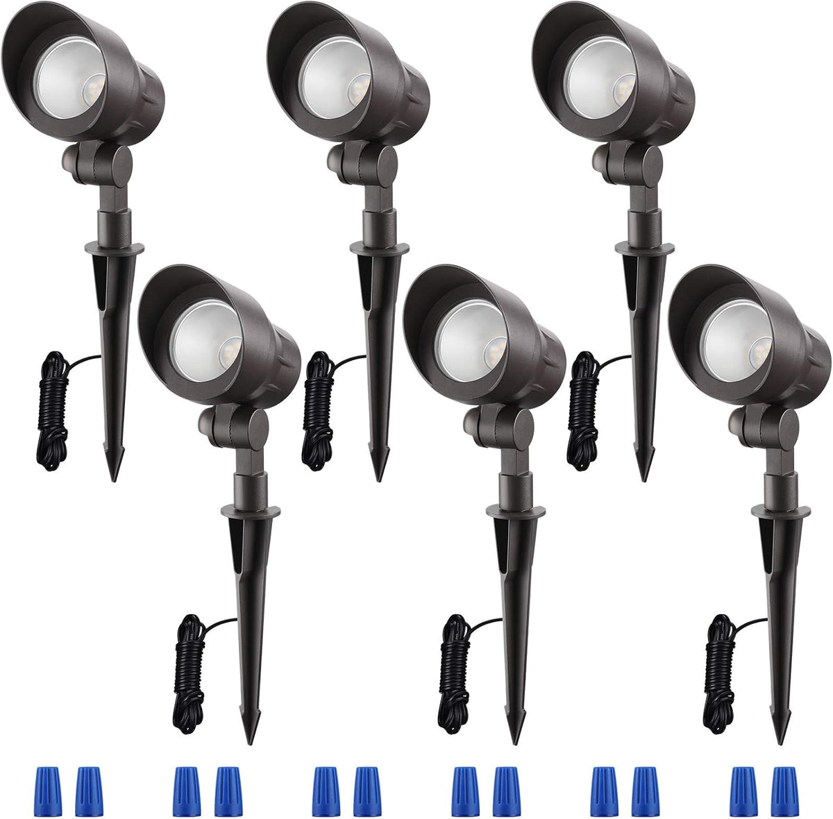 4W LED Landscape Spotlight, 12V IP65 Bronze Aluminum, 5000K, Pack of 6 N719