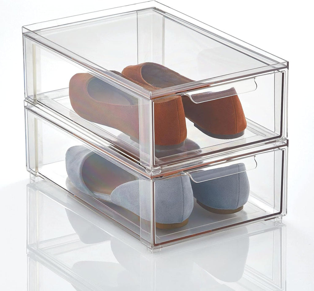 Clear 4 Pack Plastic Stackable Storage Drawer E791