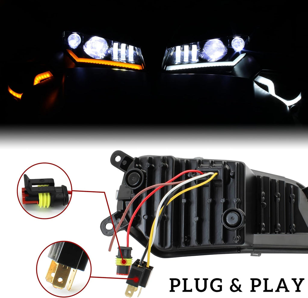 LED Headlight Assembly with DRL Turn Signal Lights (2PCS) H56374