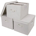 Canvas Storage Bins with Lids and Handles, 3-Pack Z3276