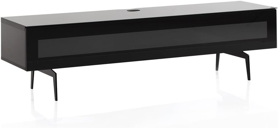 Black Wood and Glass TV Stand with Metal Legs L977674