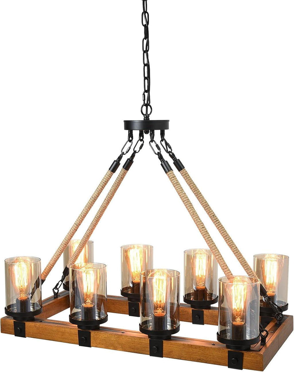 6 Lights Round Wood Wagon Wheel Chandelier A60288