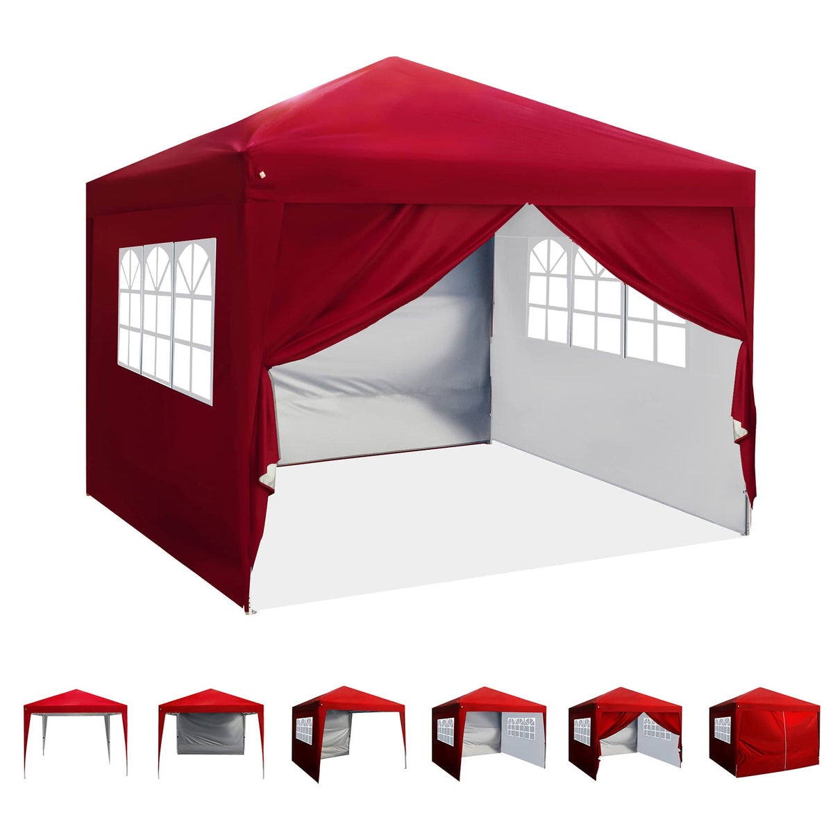 10x10 Pop Up Canopy with Sidewalls Red D95330