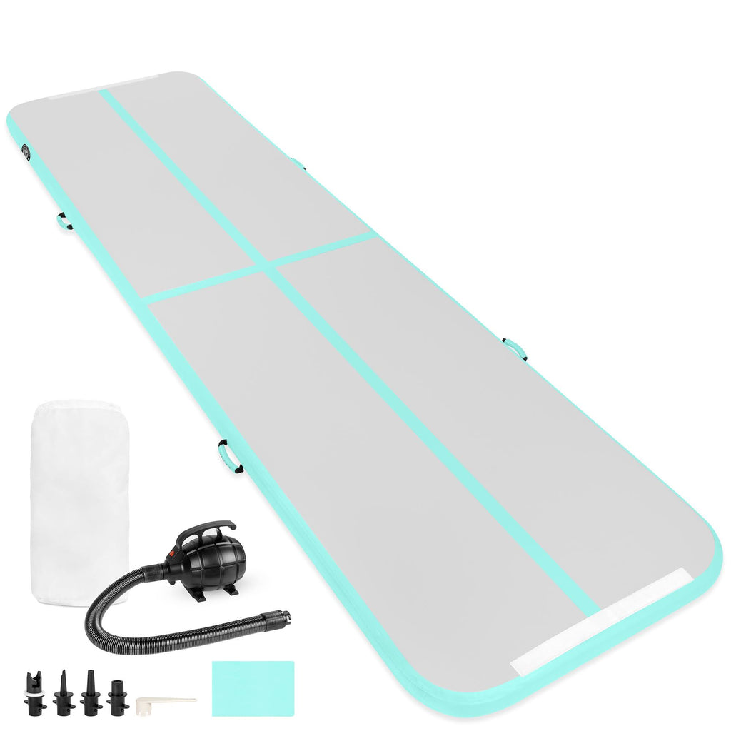 20ft Portable Inflatable Gymnastics Tumbling Air Floor Mat with Pump Carry Bag Green W883