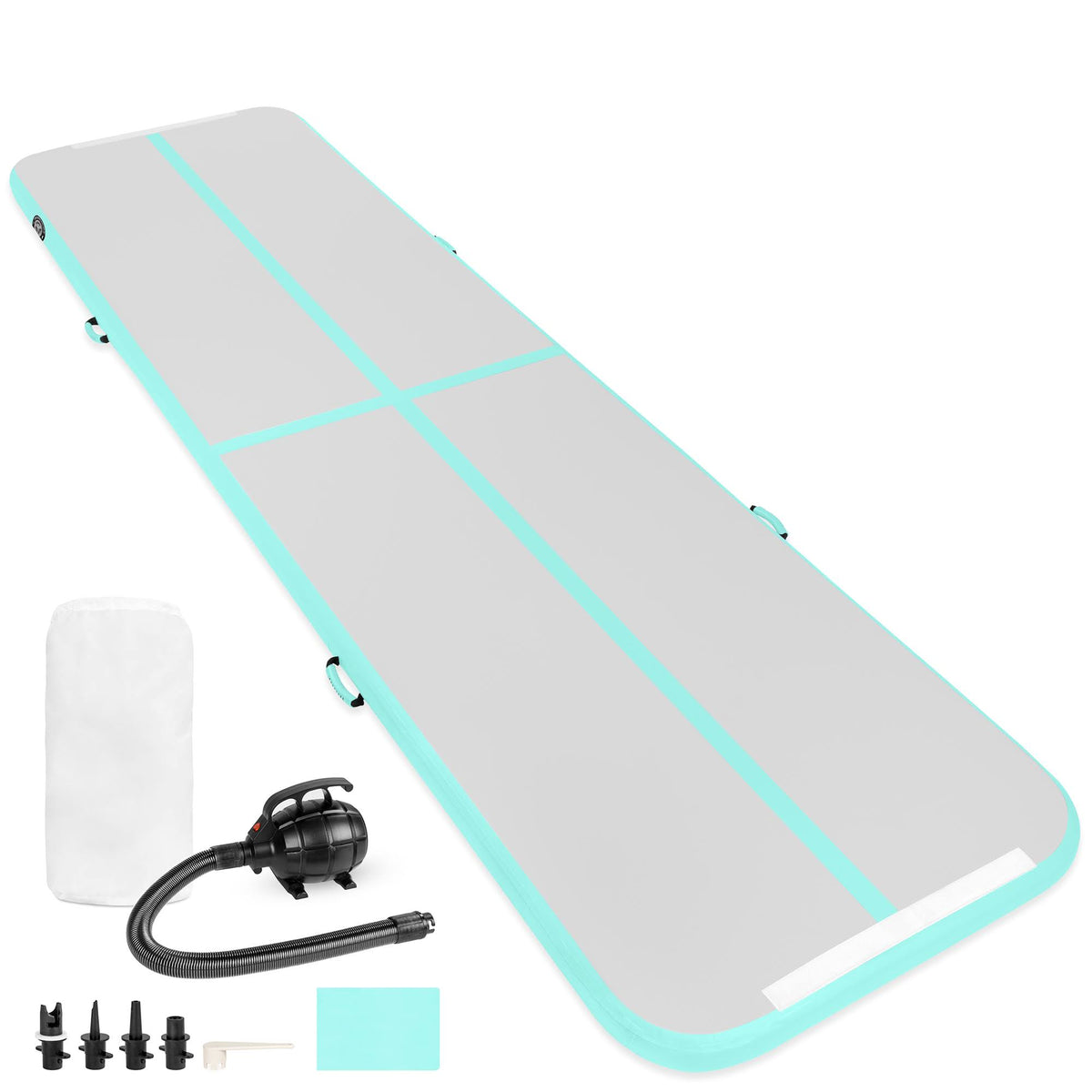 20ft Portable Inflatable Gymnastics Tumbling Air Floor Mat with Pump Carry Bag Green W883