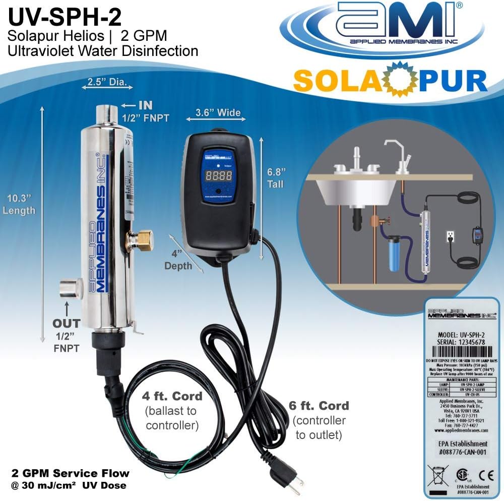 Ultraviolet Water Purifier UV Sterilizer Filter 2 GPM S367873