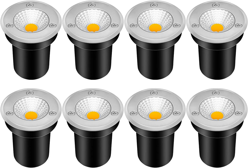 3W 12V-24V IP67 Waterproof LED Well Lights 8 Pack Warm White F3230
